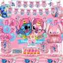 171 PCS Birthday Party Decorations Set Include Banner, Tablecloth, Backdrop, Hanging Swirl, Paper Tableware, Balloons for Adult Party, 10 Guest