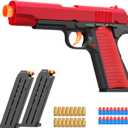 Look Real Toy Red with Ejecting Soft Bullets,Pistol Toys Play EVA Foam Blaster Realistic Model Soft Bullet Gift with Ejection Shell Bullets Fake Model Blasting