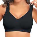 PoseFree Womens Seamless Wireless Supportive Bra Push Up Comfort Soft No Underwire Full Coverage T-Shirt Bra XL