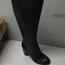 Amazon Essentials Women's Tall Boots with Chunky Block Heel (Black, 7)