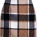 SANGTREE Women's High Waist Skirt Bodycon Pencil Wool Mini Skirts (L)