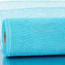 Soft Blue Metallic Deco Mesh Ribbon – 10" x 10 Yards Roll for Wreaths, Crafts, Christmas & Halloween – Sparkly Decorative Mesh for Holiday DIY, Gift Wrapping & Party Decor (1 Roll)
