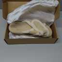 Chantomoo Women's Cross Band House Slippers Memory Foam Slide Open Toe Slippers for Indoor Bedroom Outdoor Gifts (Beige)