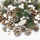 Christmas Pine Cones Berry Pine Branch Set 175PCS White Christmas Winter Wedding Decorations Ornament for DIY Crafts Home Wreath Decorations Xmas Tree Gift Tag Snow Party Supplies