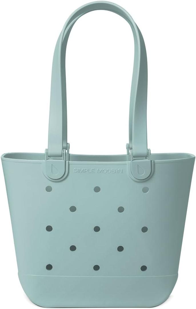 Simple Modern Medium Beach Bag | Waterproof Getaway Rubber Tote with Zipper Pocket for Travel, Pool, Boat, Groceries, Sports | Sea Glass Sage