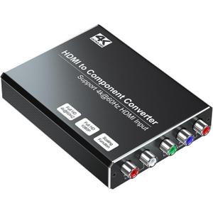 4K HDMI to Component Converter with Scaling Function, HDMI to YPbPr Converter Support 4K/60Hz Input, Support 480i/576i Component Output, Compatible with DVD/PS3/PS4/PS5/Amazon Fire TV Sticks