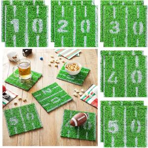 Novabright 10 Pcs 7.9 Inch Football Artificial Grass Table Decoration Fake Grass Mat Game Day Table Centerpieces Decor for Football Party Kitchen Dining Home