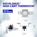 BlueStars 6931EL3003C Dryer High Limit Thermostat, 6931EL3004B Dryer Thermostat, 6931EL3003D Dryer Thermal Fuse - Compatible with LG and Kenmore Dryers