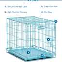 MidWest Homes for Pets 24-Inch Blue Fashion iCrate for Small Breeds, 12-20 lbs, Single Door Folding Dog Crate with Divider Panel, Leak-Proof Tray & Secure Latch, Portable, Durable & Easy to Assemble