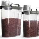 Dog Food Storage Container, 5-7 Lbs Airtight Pet Food Container, Cat Food Container Dispenser with Portable Handle, Pouring Spout and 4 Seal Buckles for Dogs Cats 2 Pack Grey (Grey 6Qt+3QT)