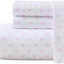 Laura Ashley - Kids Sheet Set, Ultra-Soft & Breathable Toddler Bedding with Matching Pillowcases, Wrinkle-Resistant, Ideal Girl Room Essentials (Lovely Bows Pink, Queen)