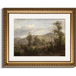 InSimSea Retro Gold Framed Wall Art, Home Room Rustic Nature Scenery Vintage Wall Decor, Canvas Print Artwork, Farmhouse Country Decor, Antique Picture Frame Landscape Paintings, 13x16 Inch (16L" x 13W", Louis Buvelot)