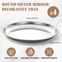 4 Pack Round Silver Mirror Decorative Trays 16" Diameter Stainless Steel