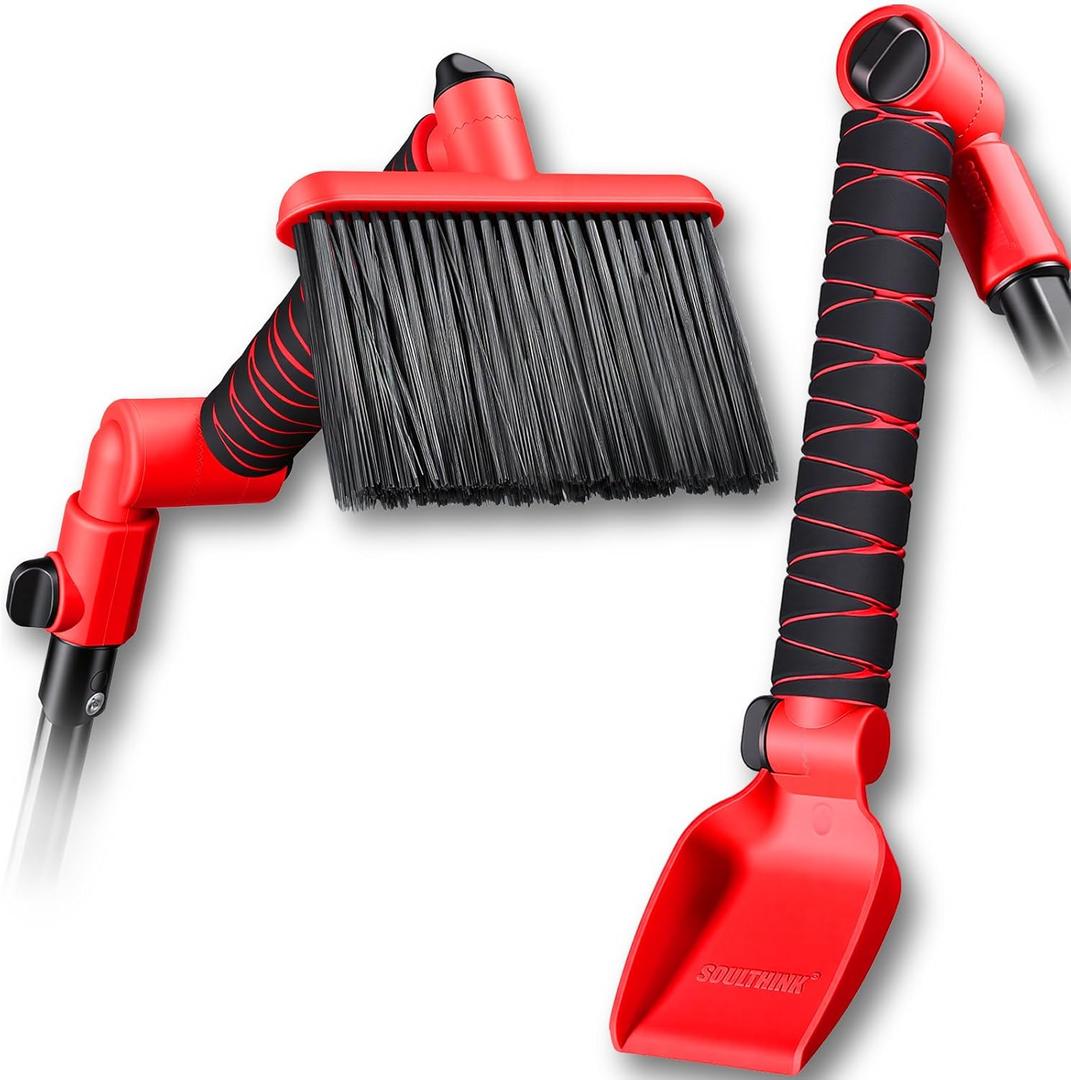 Multi-Angle Gutter Cleaning Tools from the Ground - 2.0 New Upgraded Gutter Cleaner Tools with Scoop & Brush, Leaf Removal from Gutter Guard, Fits Standard 3/4" ACME Thread Poles (Pole Not Included)