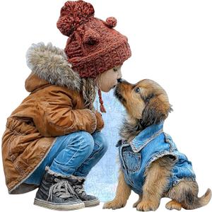 MEATRN Wooden Puzzles for Adults - Little Girl Kissing Puppy, 509 Pcs, 16.8x17 in, Cute Animal Wood Jigsaw Puzzle, Heartwarming Parent-Child Game, Birthday Gift for Kids Home Décor