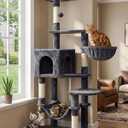 Hey-brother Cat Tree with Large Hammock, Multi-Level Cat Tower for Indoor Cats, Cat Condo with Sisal-Covered Scratching Posts and Top Perch, Smoky Gray MPJ050G