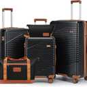 NEISIA Luggage Sets 3 Piece, Hard Shell Carry on Suitcase with Spinner Wheels and TSA Lock, Travel Lightweight Luggage Set with YKK Zippers (Black, 5 piece Sets20/24/28/DB/TB)