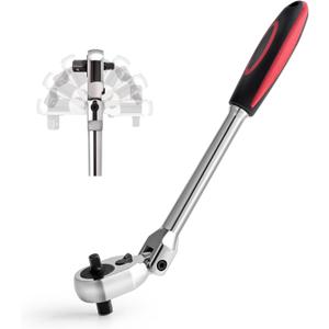 Dual 3/8 and 1/4 Drive Flex Head Ratchet, 72-Tooth 3/8 Ratchet Wrench with Quick-release and Reversible Switch (3/8 and 1/4 Flex-Head)