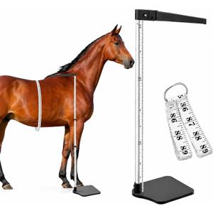 2 PCS Horse Height Measuring Kit - Foldable 91 Inch Tape & Lightweight Aluminum Stick (27.5-74.8 Inch), Accurately Measure Horse Height in Hands (Weighted Base)