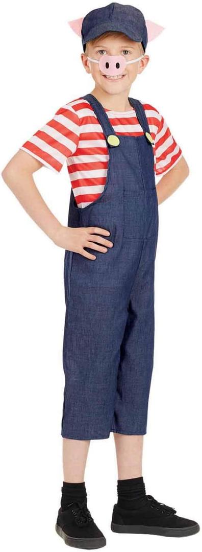 fun shack Pig Costume For Children Nursery Ryhmes Fancy Dress Halloween Costumes for Kids Girls Boys (Large, Blue)