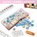 Mahjong Bag -Clear Waterproof Mahjong Tiles Bag with Shoulder Strap Zippered & Letters, Case Only (Pink)