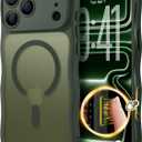 for iPhone 17 Pro Max Case for Women Girls,Compatible with MagSafe,Camera Control,Full Camera Protection, Cute Wave Magnetic Phone Case for iPhone 17 Pro Max,Forest Green