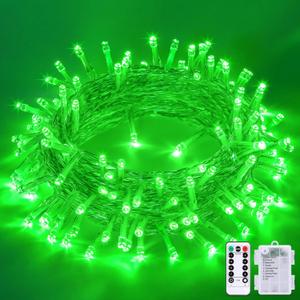 JMEXSUSS 33ft 100 LED Green Battery Operated Lights for St. Patrick's Day Decorations, Green Christmas Lights Battery Operated, St. Patrick's Day String Light Indoor Outdoor for Tree House Yard Xmas
