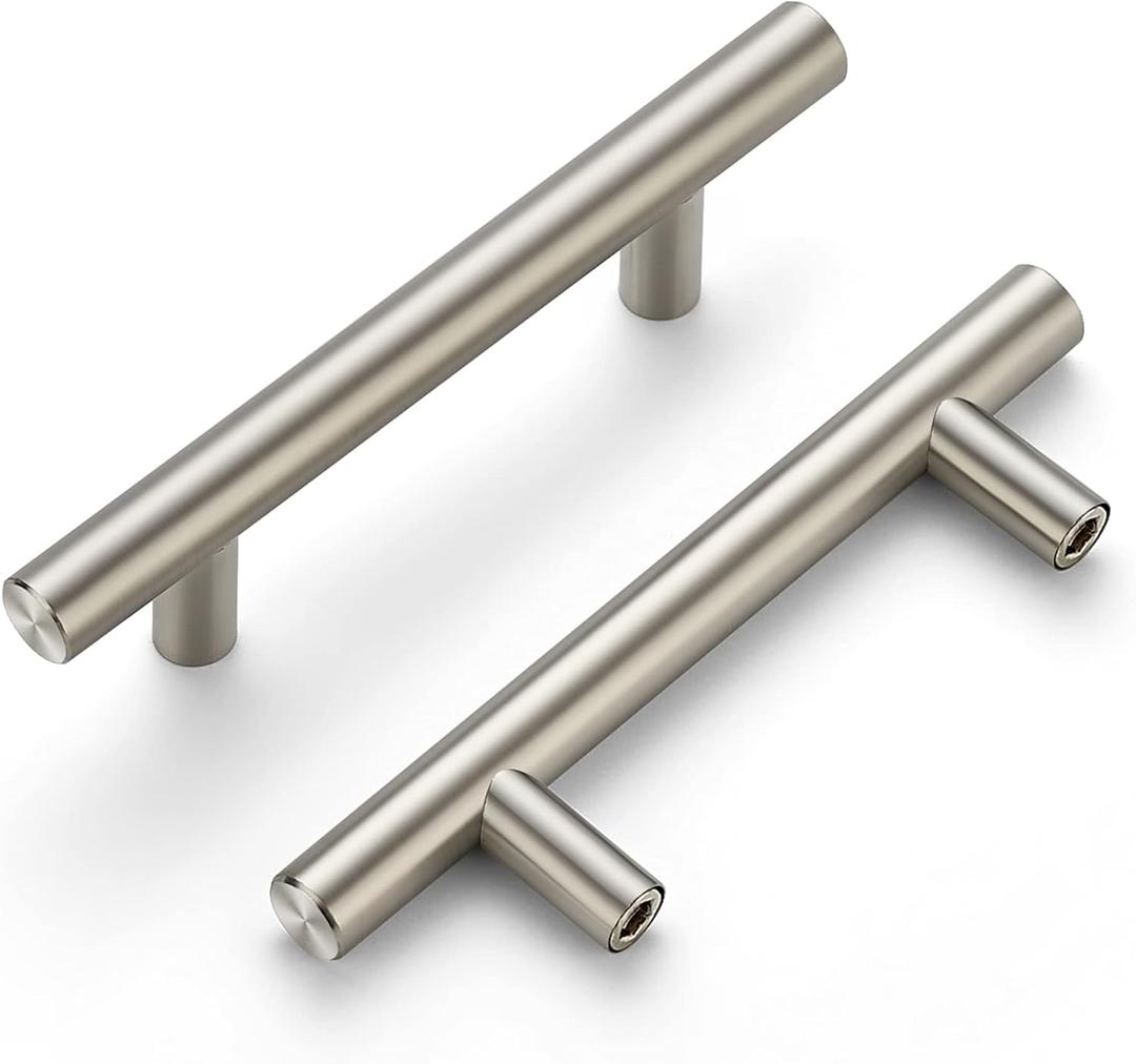 Ravinte 35 Pack 5" Cabinet Pulls Brushed Nickel Stainless Steel Kitchen Drawer Cupboard Pulls Cabinet Handles 5" Length with 3" Hole Center (Satin Nickel)