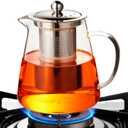 Glass Teapot (32oz/950ml) MJZQCD with Removable Stainless Steel Infuser,Glass Tea Pot transparent Stovetop tea Kettle,Blooming and Loose Leaf Tea Maker,Microwave & Dishwasher Safe