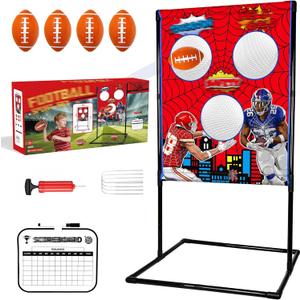 Football Toss Game Set, Includes 4 Soft Footballs - Outdoor Lawn Games for Kids, Family Parties