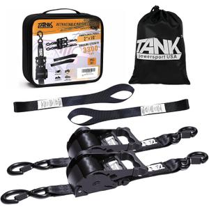 3300LB Retractable Ratchet Straps(2 Pack), 2" x 10FT Tie Down Straps Ratchet with Safety S Hooks, Strap for Trucks, Motorcycle, Cargo, Trailer, Moving-Black