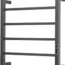 Electric Heated Towel Warmer - Wall Mounted Bathroom Towel Rack, Plug-in Design & Brushed Stainless Steel 6 Bar Gunmetal with Timer & Temperature Control