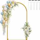 Hemmotop 6FT Arch Backdrop Stand for Party, Ceremony, Metal Arch Frame with Ground Stakes, Gold Photo Back Drop Stand for Bridal Shower, Birthday, Photo Booth, Garden Decoration, Baby Shower