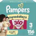 Pampers Diapers - Swaddlers 360° - Size 3, 156 Count, up to 100% Leakproof Comfy Dry Fit, Designed for Easy Changes, Pull On Baby Diaper