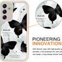 for Samsung Galaxy A15 5G Cute Phone Case 6.5", Aesthetic Creative Black Butterfly Marble Pattern Print Design Women Girly Case Camera Protective Cover Shockproof Silicone Soft Slim TPU Funda