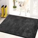 PURRUGS Dirt Trapper Door Mat 20" x 31.5", Non-Slip Machine Washable Entry Rug, Shoe Scraper, Dog Doormat, Super Absorbent Welcome Mat for Front & Back Door, Muddy Shoes & Paws, Charcoal