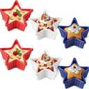 Reallnaive 6 Pcs Patriotic Ramekin Star Shaped Bowls Patriotic Star Shaped Dessert Bowl 3.54 x 3.54 x 1.57 Inch Creme Brulee Ramekins Oven Safe Ceramic Serving Dish for Souffle Snacks Quiche Sauces