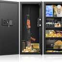 33.46" Tall Fireproof Wall Safes Between the Studs 16" Centers, Heavy Duty Combination Lock in Wall Safe with 3 Removable Shelf, Hidden Safe for Money, Jewelry, Document, Passport (Black)