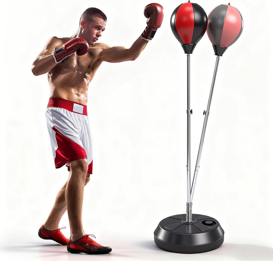 Punching Bag with Stand, Boxing Bag for Adults - Height Adjustable - Speed Bag for Training, Boxing Equipment, Stress Relief & Fitness, 58 inches x 18 inches