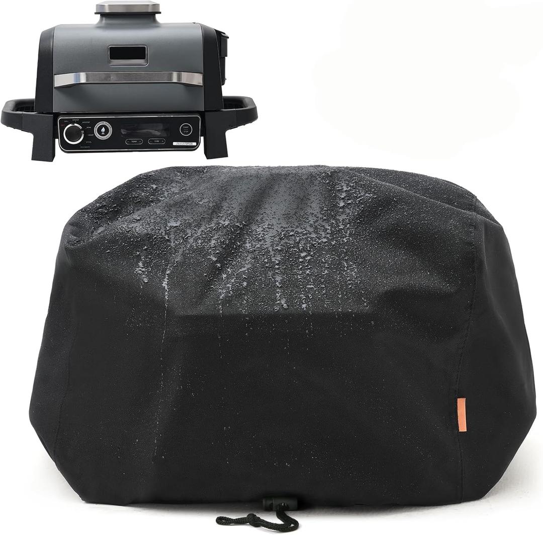 Waterproof Cover for Ninja Woodfire Outdoor Grill, UV Resistant, Accessories for Ninja Wood Fire Smoker Grill OG700 Series, Windproof with Adjustable Drawstrings (Cover Only) (BLACK)