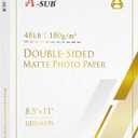 A-SUB Double Sided Matte Photo Paper 100 Sheets 8.5X11 Inches 48lb 180gsm Presentation Paper for Inkjet Printers for Reports Charts Printing