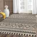 Lahome Boho Easy Jute Area Rug - 5x7 Washable Living Room Rug Large Black Rug for Bedroom Dining Room Mat, Southwestern Kid Pet Friendly Indoor Outdoor Rug Floor Throw Carpet for Coffee Table Cottage