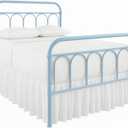 Ruffled Bed Skirt with Split Corners-Dust Ruffle - 21" Drop 100% Microfiber Soft,Sheen & Luxurious Look - Bed Skirts (White -Full)