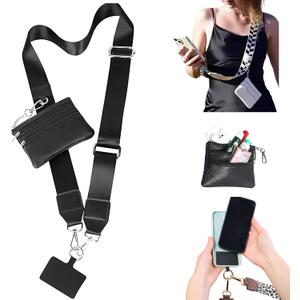 Crossbody Body Phone Holder for Women, New Phone Strap with Zippered Pouch, Adjustable Crossbody Strap