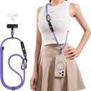 TORRAS Phone Lanyard with Hanging Loops, Adjustable Anti Theft Phone Strap Crossbody for iPhone 17 Pro, Skin-Friendly, 2 Tabs, Universal Cell Phone Neck Lanyard for Daily & Outdoor Activities, Purple