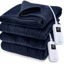 Sunbeam Royal Ultra Fleece Heated Electric Blanket King Size, 90" x 100", 12 Heat Settings, 12-Hour Selectable Auto Shut-Off, Fast Heating, Machine Washable, Warm and Cozy, Blue