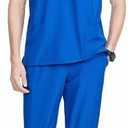 Uniforms World Louis Scrubs Set for Men Classic V-Neck Stretch Top & Jogger Pants Yoga Waistband, 8 Pockets (L)