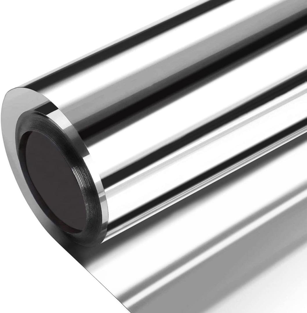 One Way Window Film,Privacy Tint Non Adhesive Static Clings Shades Glass Mirror Film Sun UV Reflective Cover,Heat Control Solar Blocker,Removable Film for House Office Silver 23.6 x 59 Inch