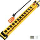Plug'n 12 Outlet 13 Individual Switches,3300J Surge Protector Power Strip,9FT/14AWG/15AMP/1875W Power Cord,Heavy Duty Metal Power Strip with Cord Manager for Workshop,Garage,Shop
