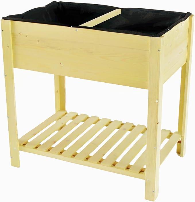 Elevated Wooden Garden Bed with Breathable Non-Woven Fabric and Slatted Bottom, Perfect for Raised Flower and Vegetable Planting (L)